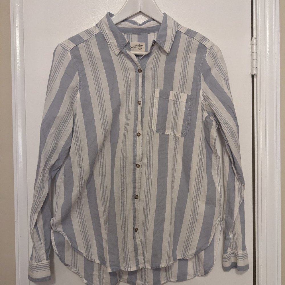 Blue and White Striped Button Down